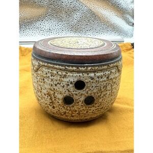 VTG 1970's J. Wells Studio Art Pottery French Style Stoneware Garlic Keeper Jar